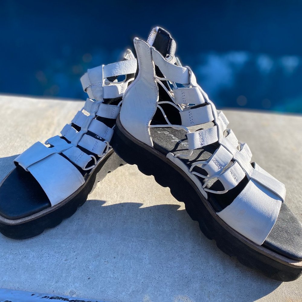 White summer platform sandals